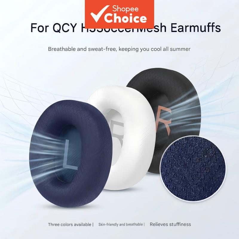 แผ่นรองหูฟังสําหรับเปลี่ยนอะไหล่หูฟัง QCY H3 สําหรับ QCY H3 Lite ฝาครอบตาข่ายระบายอากาศ ปลอกหู精英