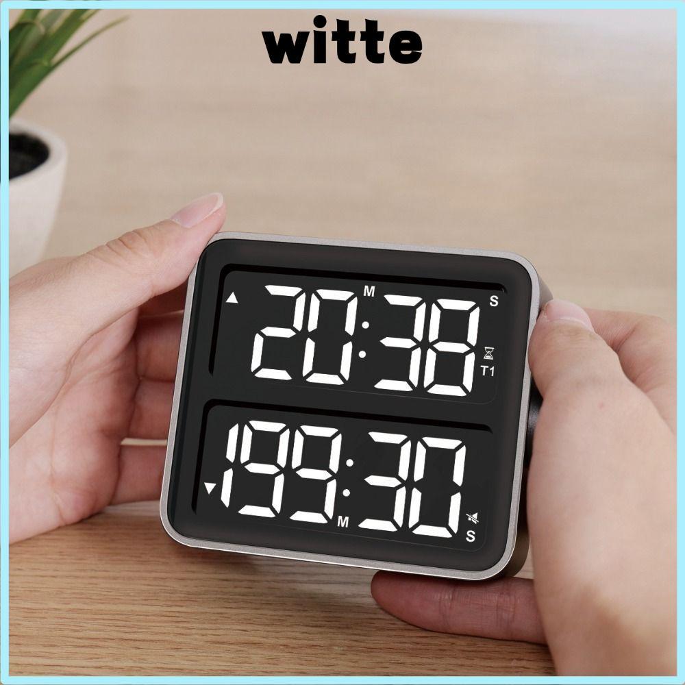 WITTE Pomodoro Timer, Magnetic Minimal Visual Timer, สํานักงานนาฬิกาปลุกสีดําเงียบแบบชาร์จไฟได้ร้อน