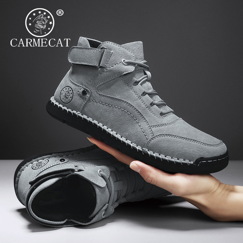 CARME CAT Official Flagship Store Martin Boots Mens Leather Casual Anti-match Lace-up Short Boots Hi