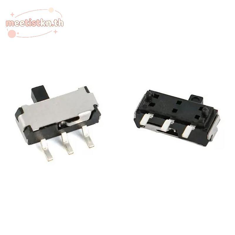Meetistkn 10 ชิ้น 3 ขา Mini Slide Switch On-OFF 2 ตําแหน่ง Micro Slide Toggle Switch สวิตช์สไลด์แนวน