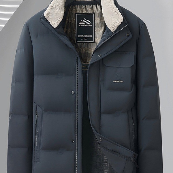 LA2U Mens Lapel Down Jacket Mens Short Winter Youth White Duck Down Warm Jacket Casual Mens None