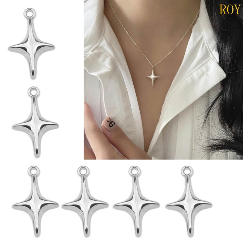 ROY 10 ชิ้นสร้อยคอลูกปัดสําหรับ DIY Awn Star จี้ผู้หญิงเครื่องประดับทํา Awn Star Charm พร้อมรูพวงกุญ