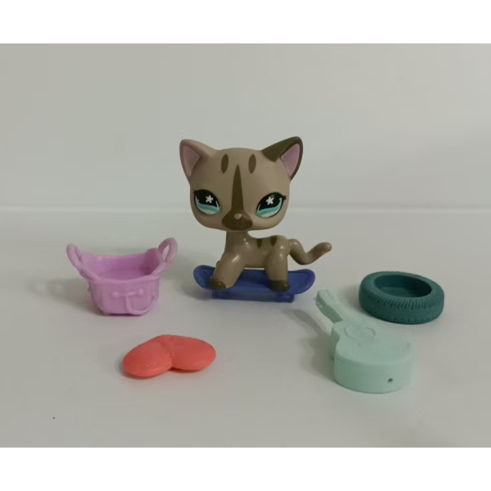 ฟิกเกอร์ร้านสัตว์เลี้ยง Littlest  #468 ฟิกเกอร์ CATw/accessories Kid Toy LPS สีเทา