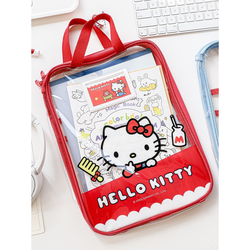 ของแท้ hellokitty Portable Zipper File Bag a4 Cute Cartoon Transparent Tutorial File Bag Information