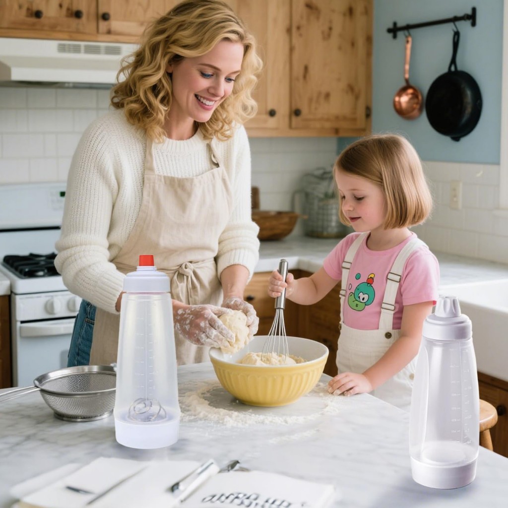 Hand Crank Batter Mixer Dispenser ทนทาน PP Quick Stirring สะดวกพกพาสําหรับครัวเครื่องมือ