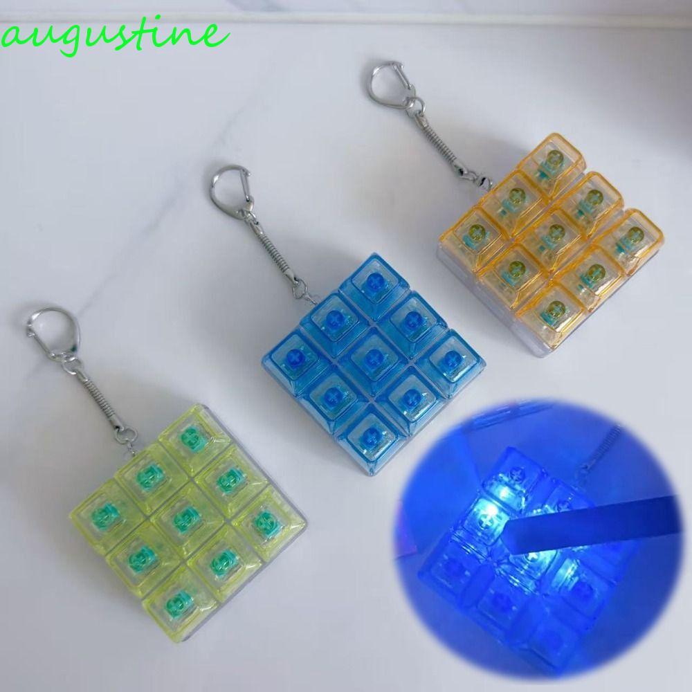 AUGUSTINE LED คีย์บอร์ดของเล่น, 9 คีย์ที่มีสีสัน Keycap Decompression Fidget พวงกุญแจ, Pass Time LED