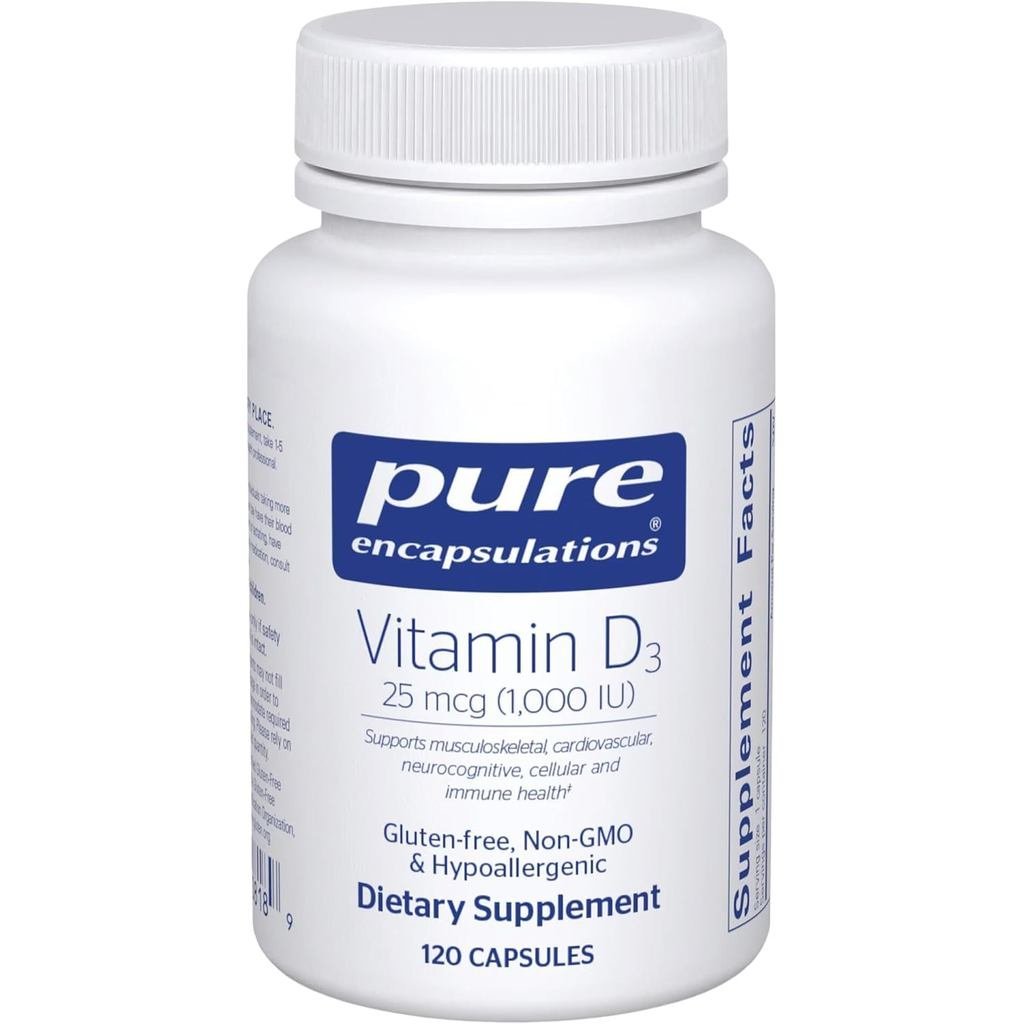 คุณสมบัติบริสุทธิ์ วิตามิน D3 25 mcg (1,000 IU), 120 แคปซูล X78M