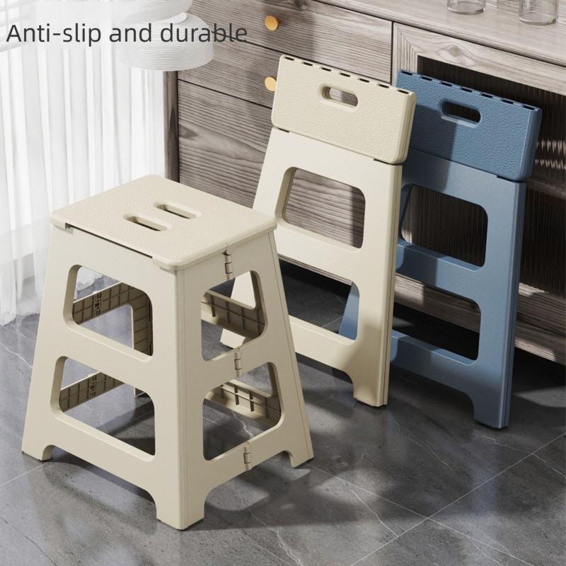 Thickened Folding High Stool Plastic Chair Portable Dining Chair Adult Bathroom Bath Small Stool Stu