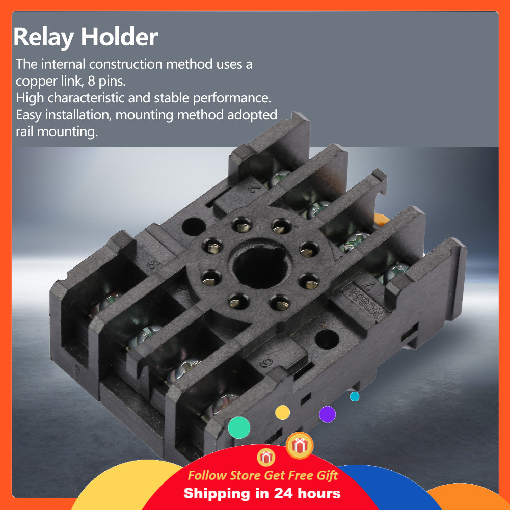 Supergoodsales ที่วางรีเลย์ PF085A 300V 7A 8Pin Rail Mount Power Socket Base
