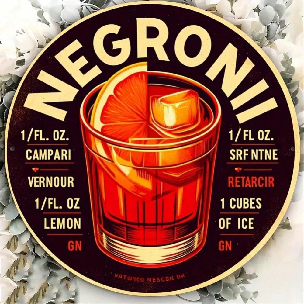 HELLOYOUNG ป้ายดีบุกโลหะ Negroni วินเทจสําหรับบาร์ผับตกแต่งผนังห้องครัว