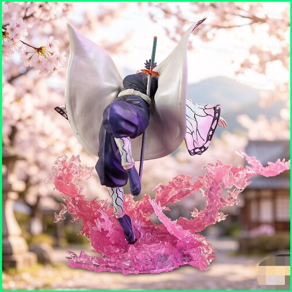 Demon Slayer Kochou Shinobu Action Figure ผีเสื้อ Cherry Blossom Effect ฐานเครื่องประดับอะนิเมะ