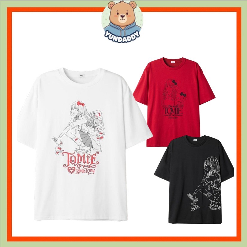 SANRIO [SPAO] Ito Junji x Sanrioเสื้อยืดครึ่งแขน (ขาว/แดง/ดํา)