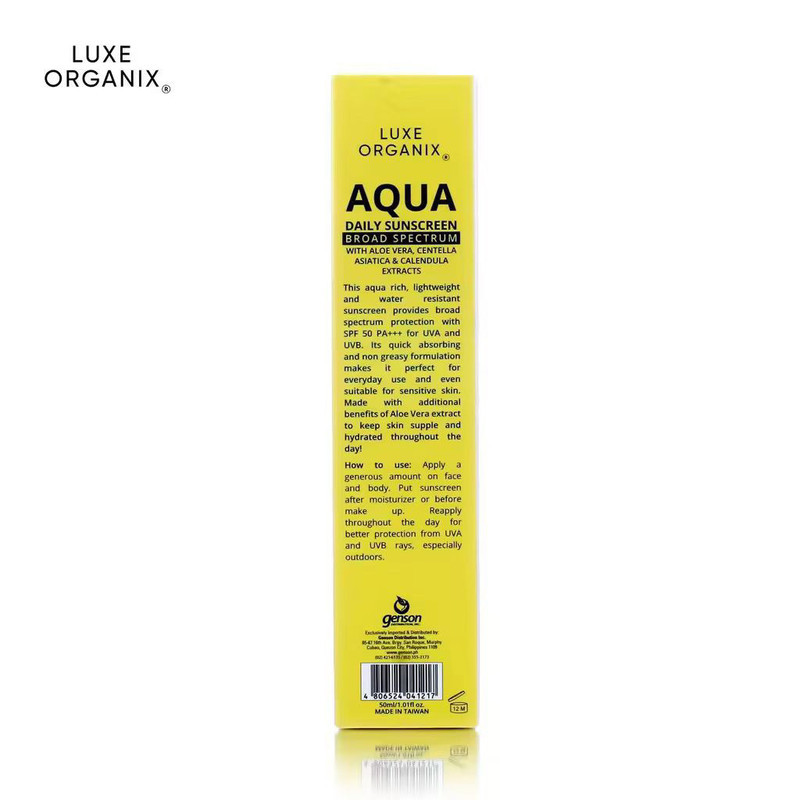 LuxeOrganix Small Yellow Tube SPF50+PA+++ การป้องกันกําลังขยายสูง Zero Oily No Fake White 9.5T