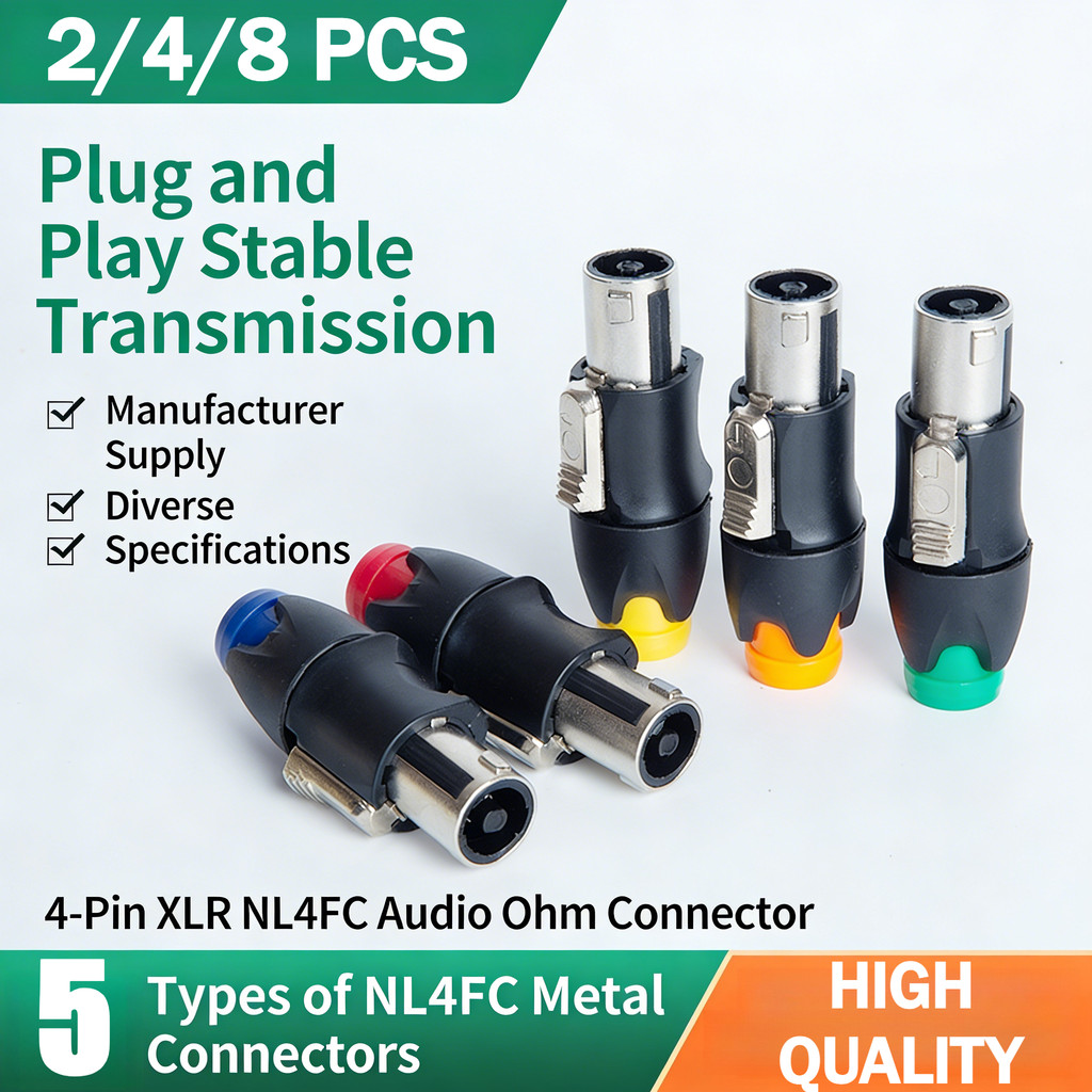 2/4/8PCS 4PIN Professional Audio Plug Stage ลําโพงเล็กน้อยอุปกรณ์เสริมลวด Solder-free NL4FC โลหะ Ohm
