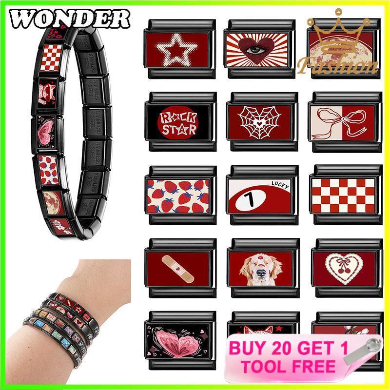 Peach Blossom Bow สร้อยข้อมือ Charm อิตาเลี่ยน Fit 9 มม.สร้อยข้อมือสแตนเลสเครื่องประดับทําอุปกรณ์เสริม DIY Retro บุคลิกภาพโมดูลสร้อยข้อมือ