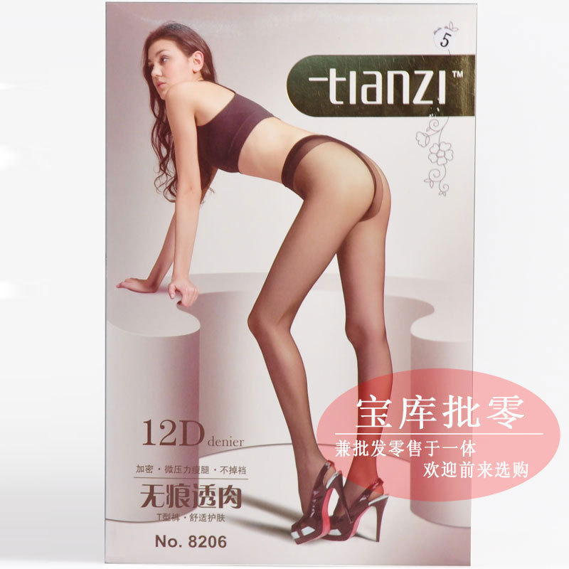 ต่อสู้ 6 คู่จัดส่งฟรี Tanzi 12D Seamless T-Crotch Non-Dropping Micro-Pressure Pantyhose 8206 เก้าจุด