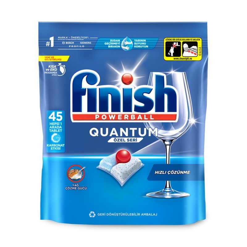 Finish Quantum เครื่องล้างจานผงซักฟอกแท็บ 3-in-1 All in One Water Softener Rinse Aid ทําความสะอาดที่