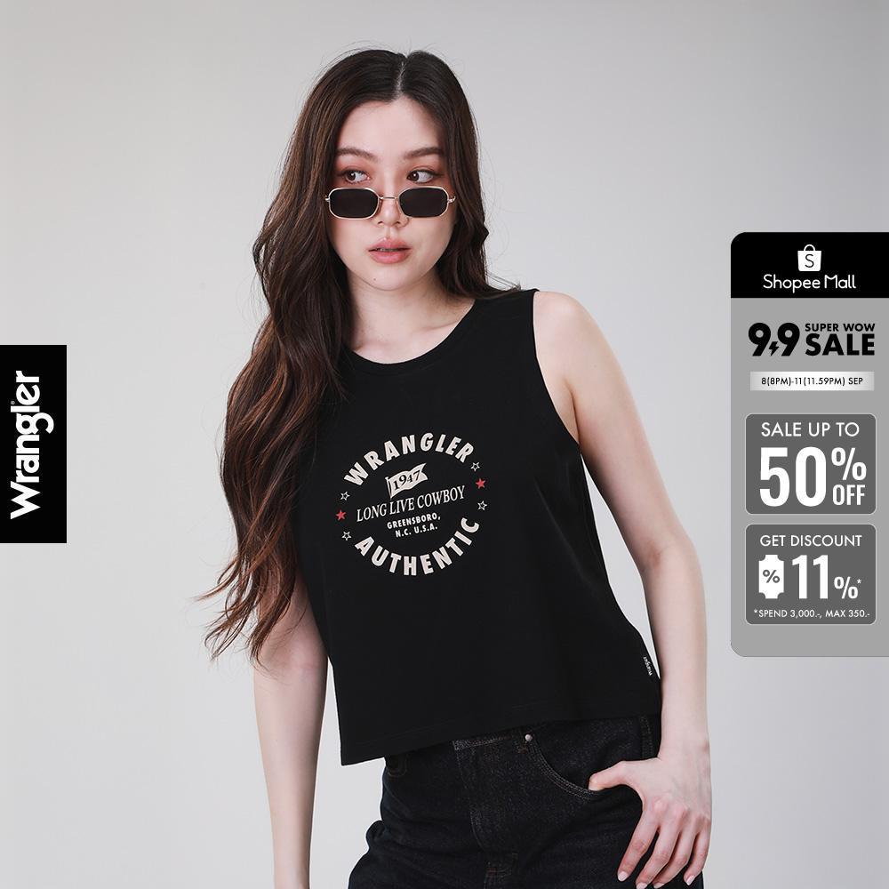 WRANGLER เสื้อยืดแขนกุดผู้หญิง คอลเลคชั่น Wrangler Legends รุ่น WR S226WTSLN14 สีดำ