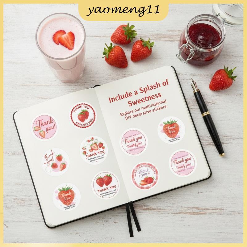 YM 500 ชิ้น/ม้วน Kawaii สตรอเบอร์รี่มะนาวออกแบบ Stiers Tear-Resistant Blessing Decals สําหรับหมวกกัน