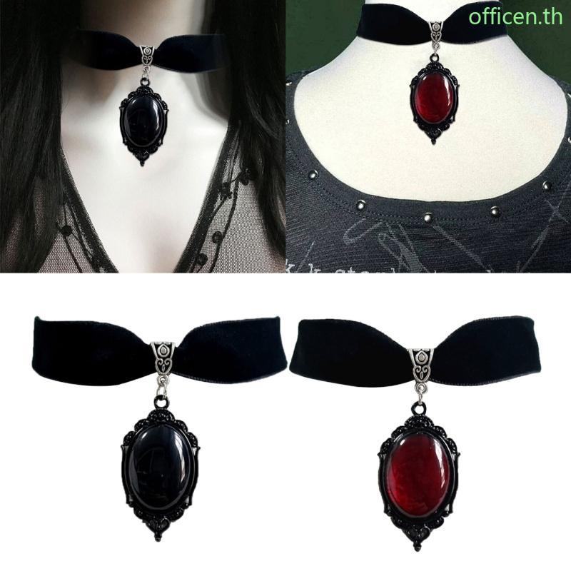 Cen Gothic จี้คริสตัล Choker สร้อยคอกํามะหยี่สําหรับผู้หญิงแฟชั่น Pagan Witchcraft
