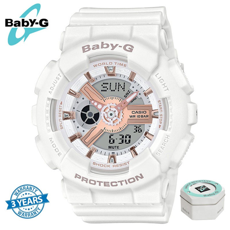 QIXIAO G*/*shock Baby-G A BA110 นาฬิกากันน้ํานาฬิกาผู้หญิงดิจิตอลอัตโนมัติ A BA110 นาฬิกาผู้หญิงแฟชั
