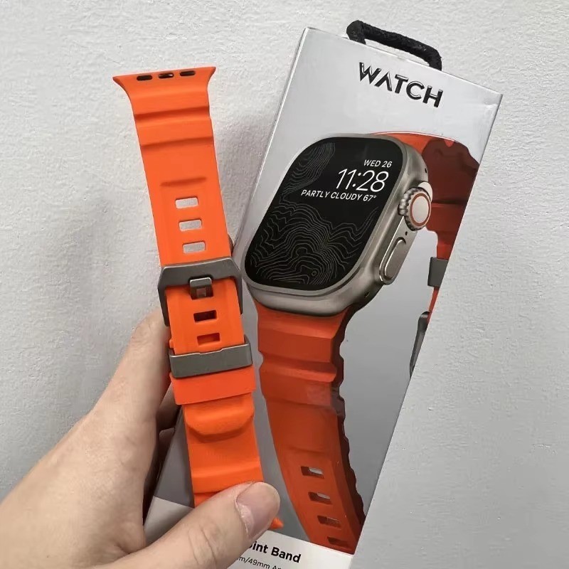สายซิลิโคน Nomad ใช้งานร่วมกับสําหรับ Apple Watch series 12/1110/9/8/1/2/3/4/5/6/7 46 มม.49 มม.45 มม