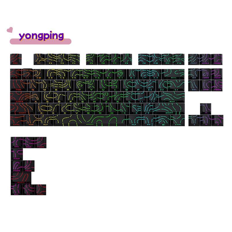 Contour 4.0 ด้านข้างแกะสลัก Keycap PBT โปร่งแสง 97 คีย์คีย์บอร์ด Key Cap สําหรับเล่นเกม GMK87 F75 รุ