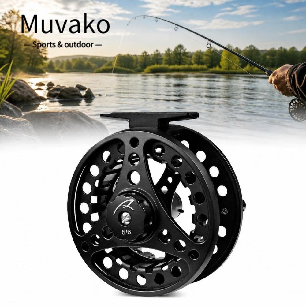 MUVAKO Fly Fishing Reel, อลูมิเนียม 5/6 WT Fly Reel, ทนทาน 2 + 1BB แบริ่ง 85 มม. เส้นผ่านศูนย์กลางตก