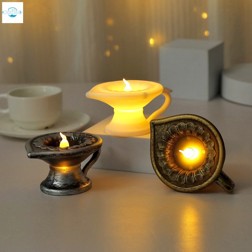 โคมไฟเทียนอิเล็กทรอนิกส์ LED - น้ํามันอินเดีย Diya สําหรับตกแต่ง Diwali