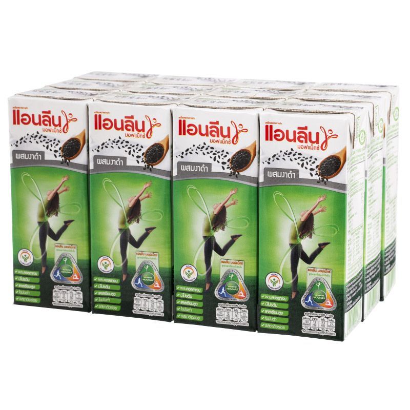แอนลีนมอฟแมกซ์นมยูเอชทีผสมงาดำ 180มล. แพค 12 Anlene Movmax UHT Milk Blacksesame 180ml. Pack 12