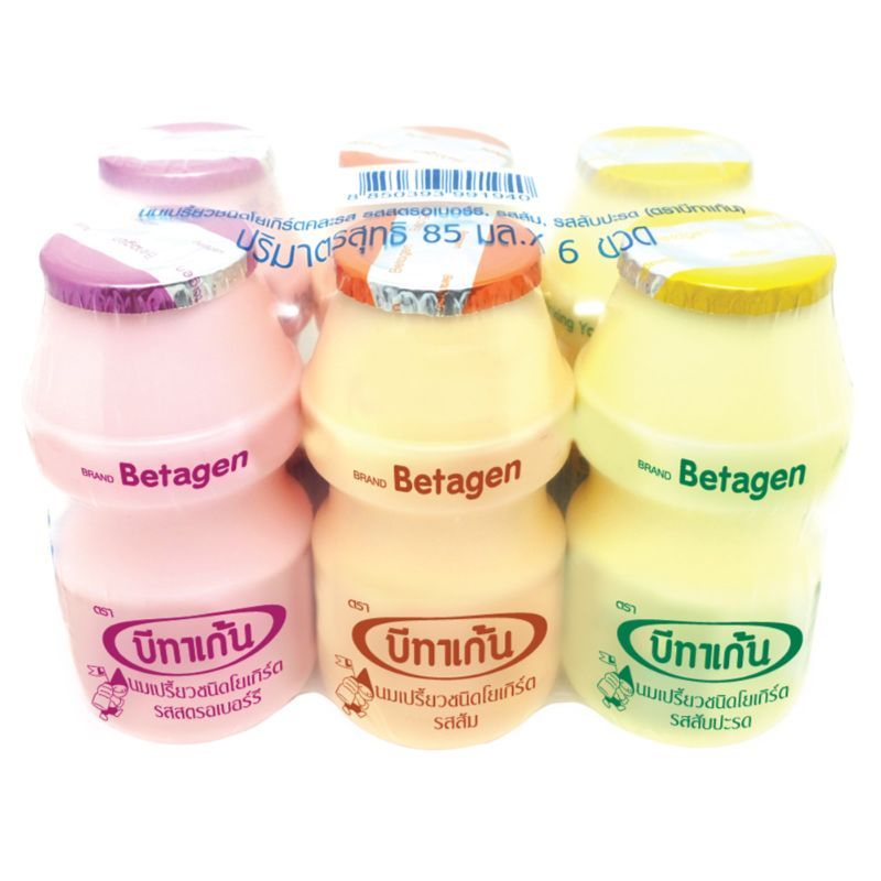 บีทาเก้นนมเปรี้ยวคละรส 85ซีซี แพค 6 Betagen Drinking Yoghurt Mixed Flavor 85cc. Pack 6