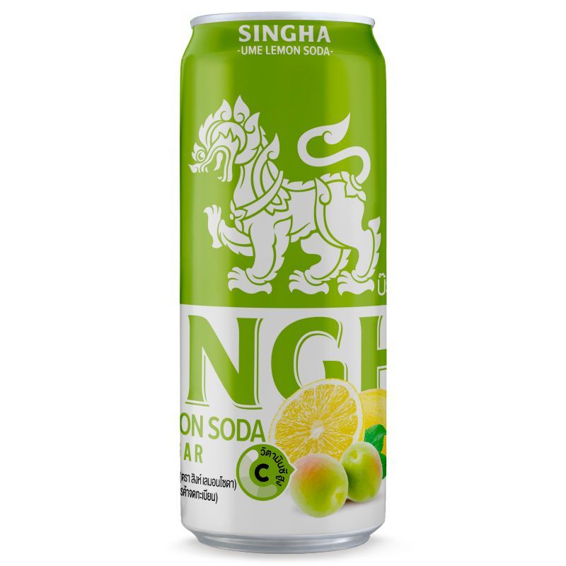 สิงห์บ๊วยเลมอนผสมโซดาไม่มีน้ำตาล 330มล. Singha Ume Lemon Soda No Sugar 330ml.