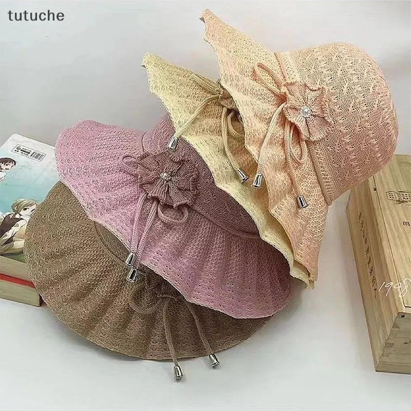 Tutu กว้าง Brim UV Protection หมวกฟางแฟชั่นสบายๆ Breathable Beach Cap Buet หมวกฤดูร้อน Sun หมวก VN