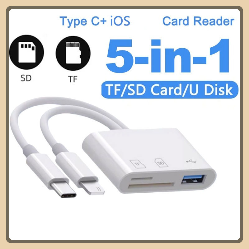 Type C 3-in-1 Micro SD TF Card Reader U Disk OTG Adapter สําหรับแล็ปท็อปแท็บเล็ต