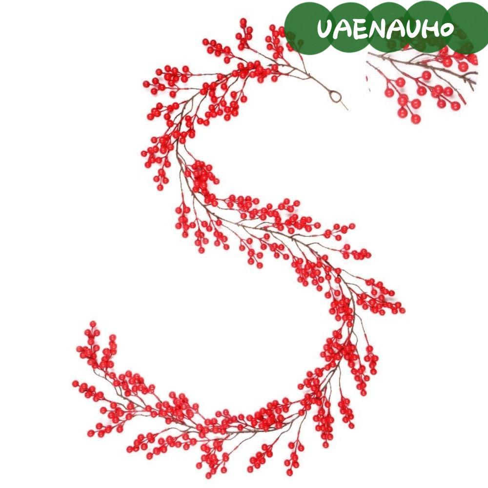 UAENAUH0 Holly พวงหรีดผลไม้, Vine Red Berry ประดิษฐ์ Vine, DIY Craft แขวนเครื่องประดับตกแต่งคริสต์มา