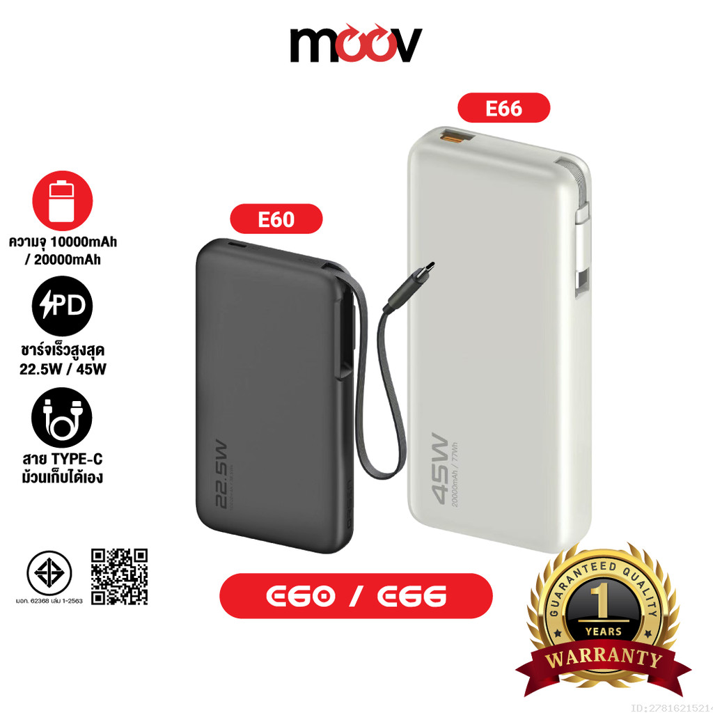 [ส่งไว] Orsen by Eloop E60 E66 แบตสำรอง 10000mAh/20000mAh ชาร์จเร็ว 22.5W/45W มีสายในตัว Type C PD P