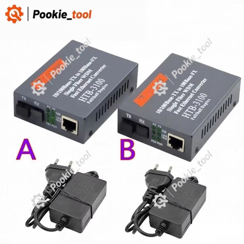 💥พร้อมส่ง💥HTB-3100 A+B netLINK 10/100M Single-mode Media Converter โหมดเดียวอุปกรณ์ปรับได้ มีเดีย คอนเวอร์เตอร์
