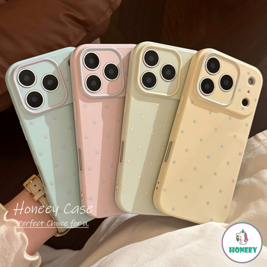 Simple สี Polka Dots Candy สี Soft Heart Relief ด้านข้างสําหรับ iPhone 17 16 15 14 13 12 11 Pro Max กันกระแทก