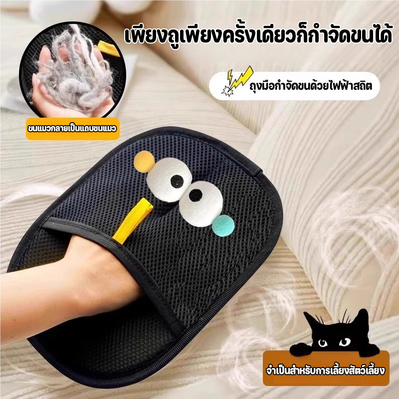 ถุงมือลอกขนแมว ถุงมือกำจัดขนไฟฟ้าสถิต สำหรับสัตว์เลี้ยง แบบ 2 ทาง สำหรับโซฟา เสื้อผ้า ในบ้าน