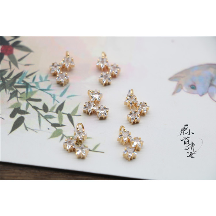 [Xiaodiguang] ทองแดงชุบ 18K แชมเปญ Gold Star 9 * 12 มม. DIY เครื่องประดับอุปกรณ์เสริม D111