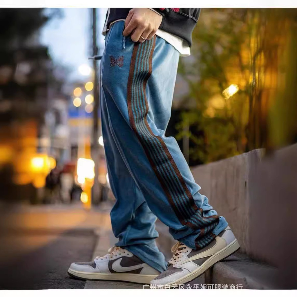 1DWM Needles track pants Velvet Ribbon Pants Japanese Retro Casual Loose Straight Long Pants