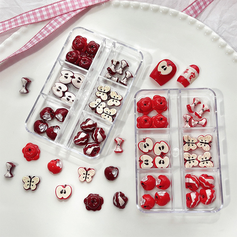 20/24PCS คริสต์มาสสีแดง Apple Nail Art Charms Creative สีสัน Apple เรซิ่นตกแต่งเล็บสําหรับ DIY เล็บหัตถกรรม ราคา ถูกที่สุด ดีลบีเคเค แกลเลอรีภาพที่ 4