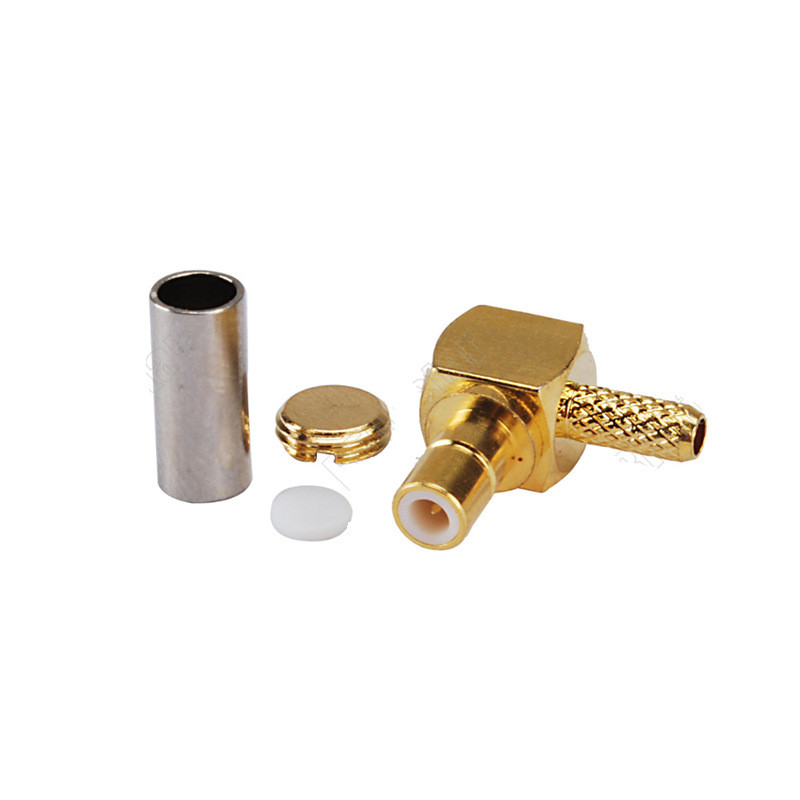 SMB Connector SMB-KW โค้งมุมขวา SMB หญิงชาย Crimp RG316 RF สาย SMB-1.5 Feed Connector