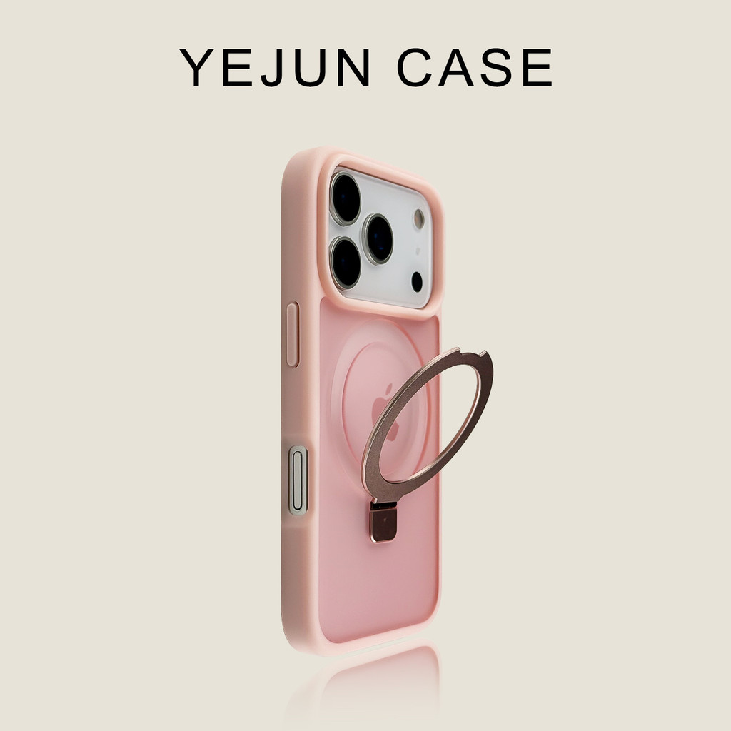 เคสใสไอโฟน เคสไอโฟน 14 pro เคสมือถือสำหรับ IPhone 17ตัวยึดแร็กเก็ตสีชมพูอ่อน iphone17 promax ผิวด้าน