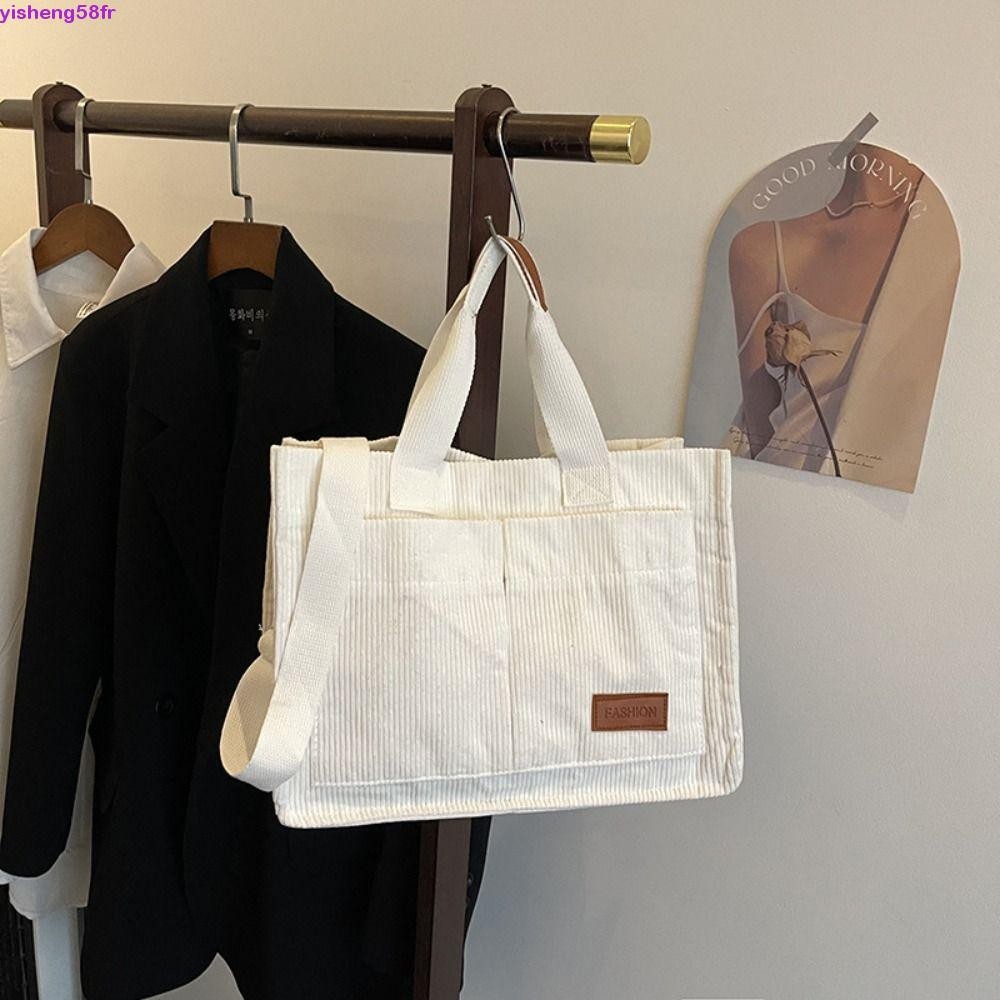 YISHENG Corduroy Tote Bag | กระเป๋าเป้คอร์ดโรว์ YISHENG แบบแฟชั่นเรียบหรู มีความจุขนาดใหญ่