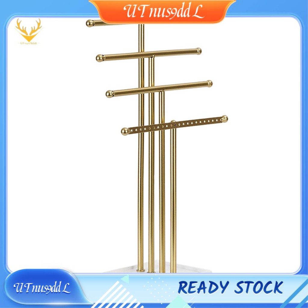 [UTnus9ddL] ทอง 4 ชั้นชั้นวางเครื่องประดับรูปตัว ที ต่างหูชั้นเก็บเครื่องประดับชั้นวางจอแสดงผลสร้อยค