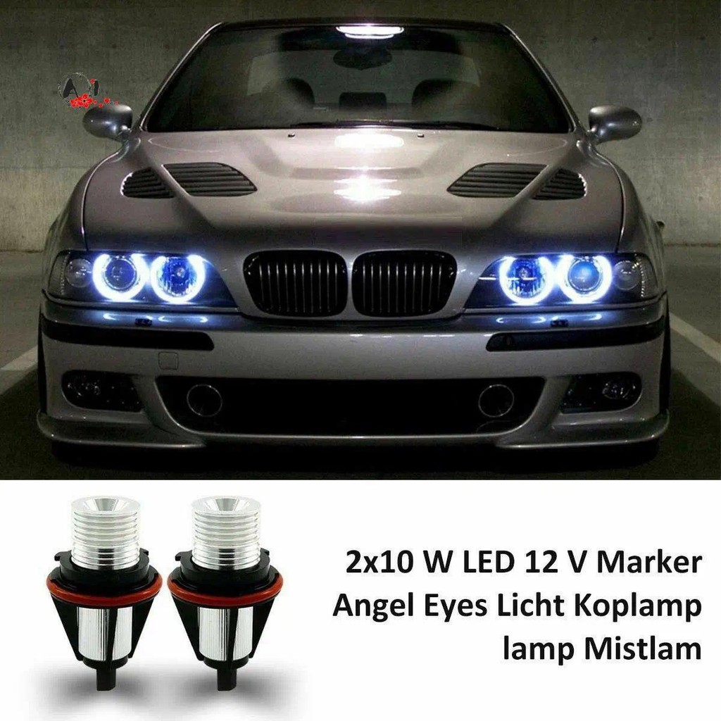 A10E-1คู่ 8000KสีขาวLED Angel Eye Marker Haloหลอดไฟโคมไฟสําหรับ-BMW E39 E53 E60 E63 E64 E66 E87 5 6 