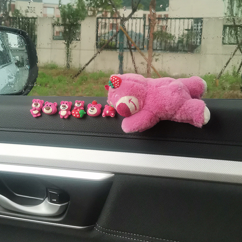 Dashboard Dashboard Rearview Mirror Car Interior Decoration Ornament Strawberry Bear Electric Car De