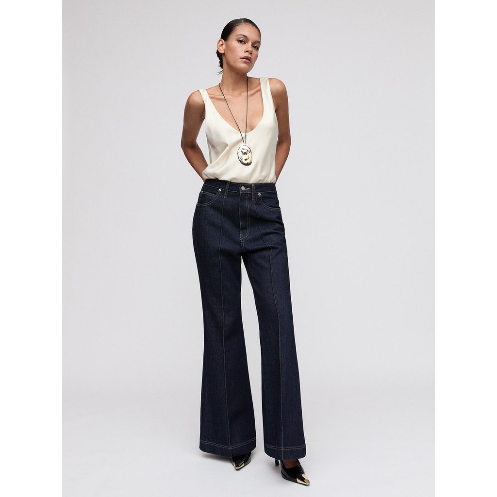 [Pomelo] กางเกงยีนส์ขาม้าเอวสูง / High Waist Flared Jeans — صورة 3