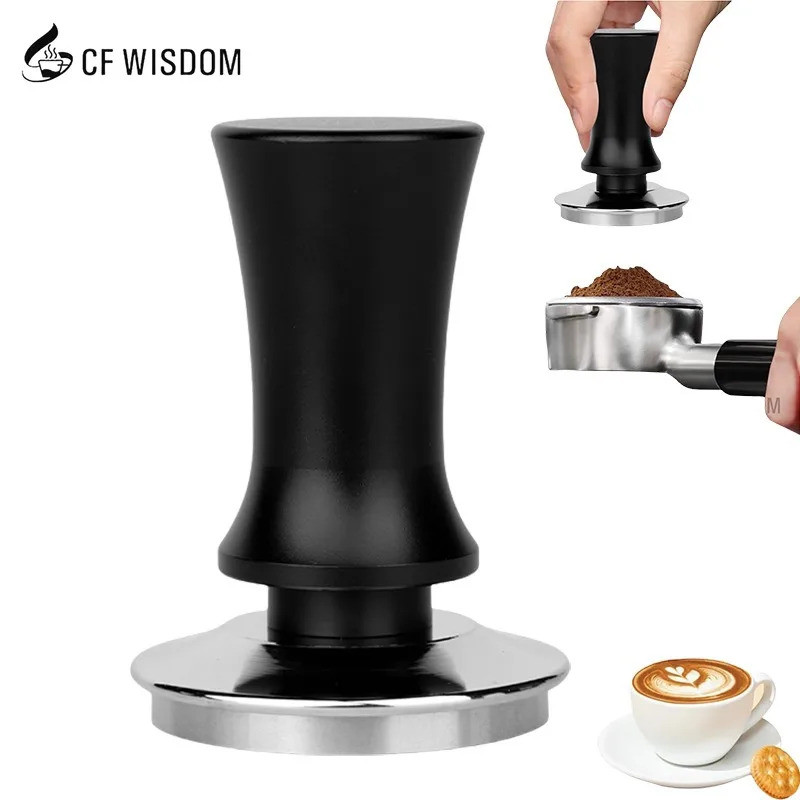 CF WISDOM Espresso Tamper 58 มม.กาแฟ Tamper พร้อมสแตนเลสฐานแบนใช้ในบ้านสําหรับใช้ในกาแฟคนรักของขวัญท